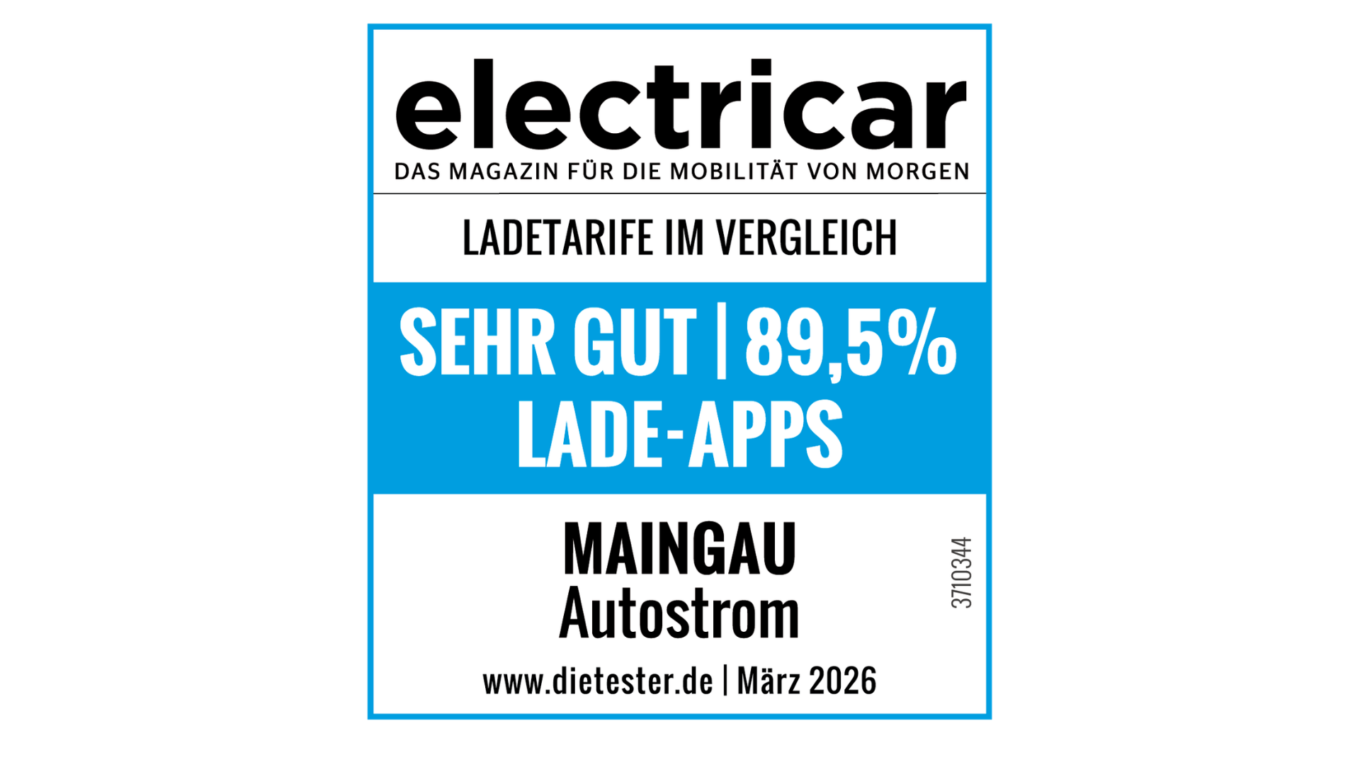 MAINGAU Autostrom wurde im März 2026 von Electricar, dem Magazin für die Mobilität von morgen, mit der Note "sehr gut" ausgezeichnet. Diese Auszeichnung bezieht sich auf die Lade-Apps, die im Vergleich zu anderen Anbietern getestet wurden.