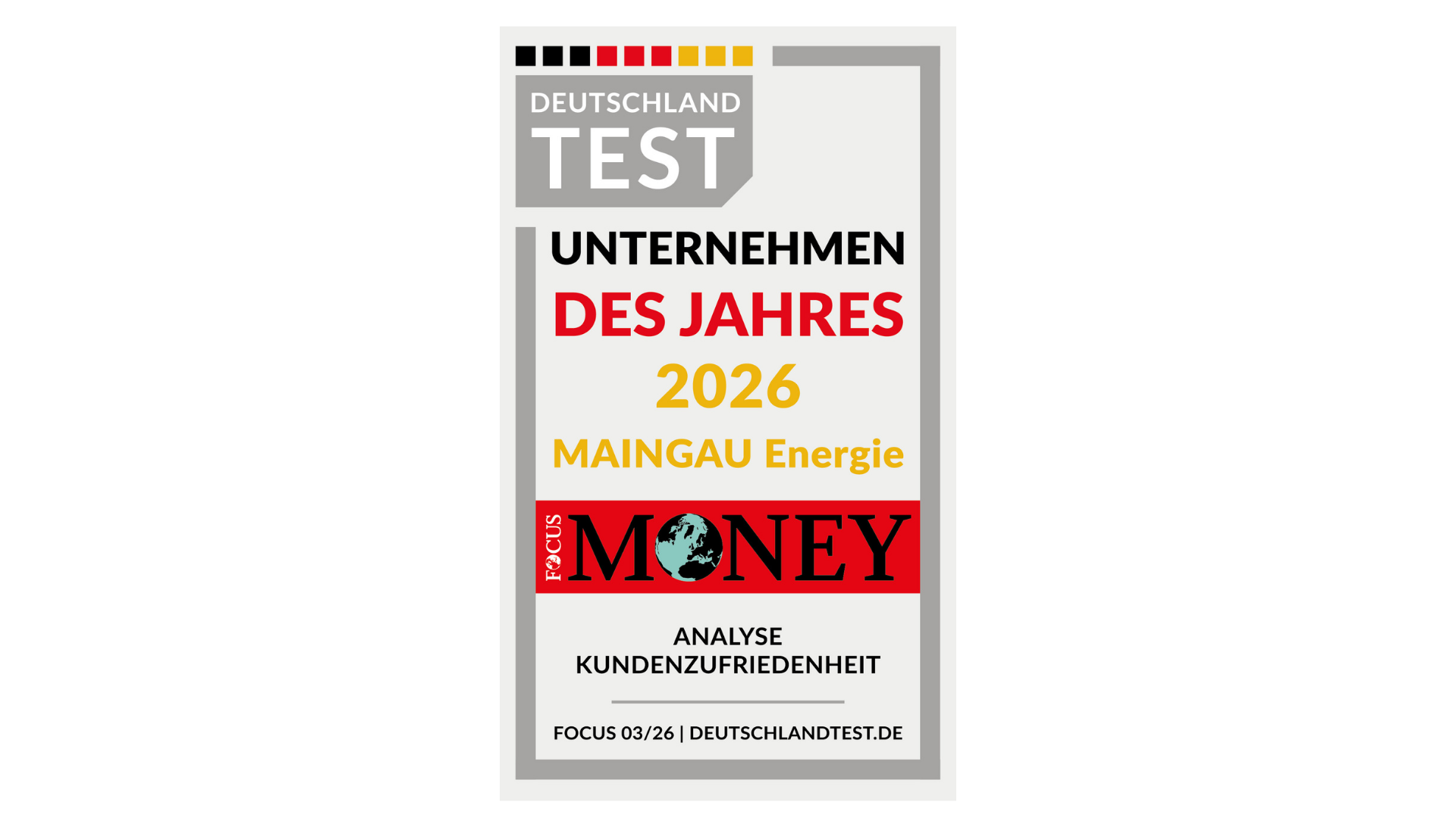 Siegel von Focus Money und Deutschlandtest für MAINGAU: Unternehmen des Jahres 2026