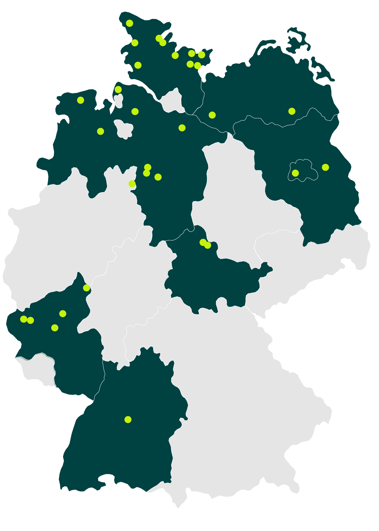 Deutschlandkarte mit Markierungen
