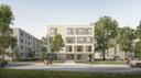 Visualisierung eines der Gebäudeim Neubau