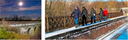 Bild links: Das Aquädukt am Leinkanal ist ein Zeugnis historischer Baukunst und diente bis 1994 der Überquerung der Eisenbahnstrecke. Bild rechts: Gemeinsam mit Metallrestaurator Bernhard Mai (vorn) haben die Studenten den Sanierungsaufwand für das historische Geländer ermittelt.