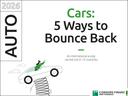 Das Titelbild der Studie zeigt eine Person in einem Auto, das hochgefedert wird. Daneben steht der Titel: Cars: 5 Ways to Bounce Back