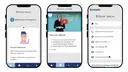 Three screenshots side by side on a smartphone from Thieme TeleCoach