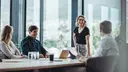 Four people at a team meeting in the office