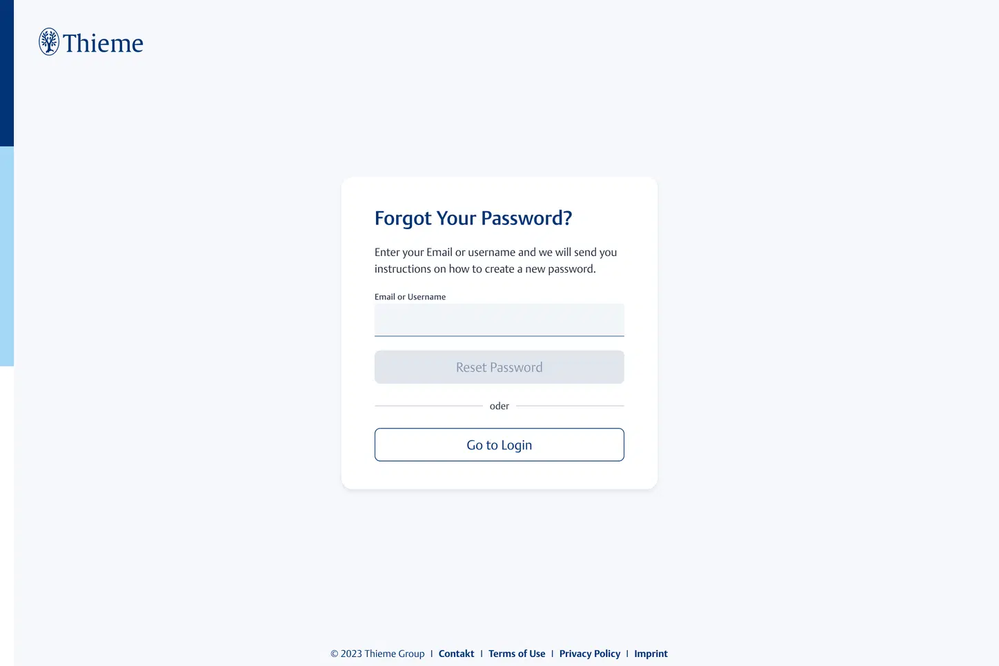Forgotten password - enter email
