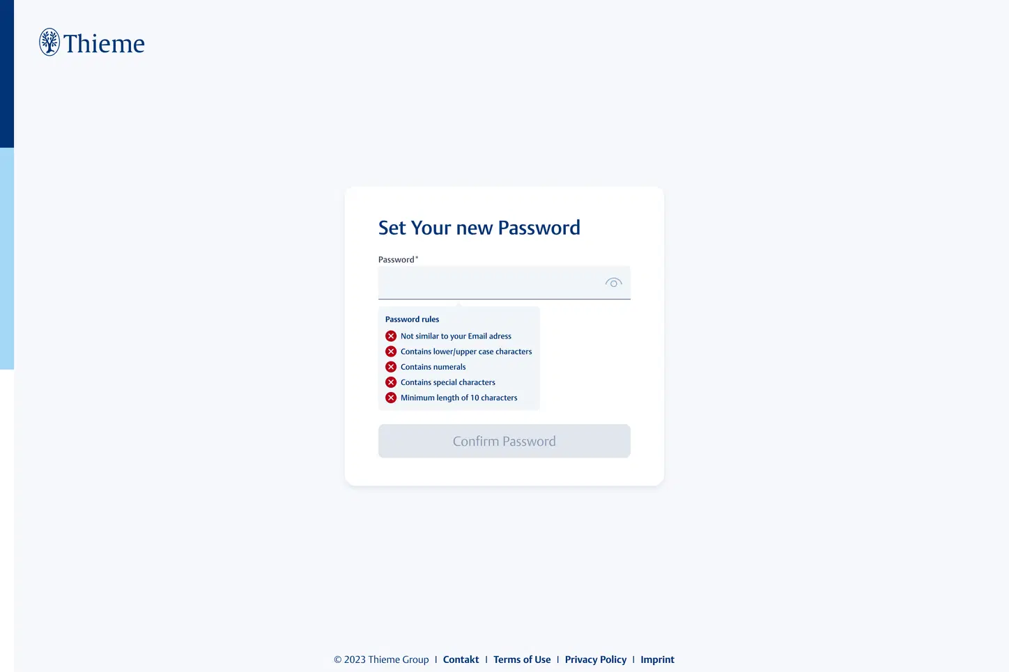 Forgotten password - enter new password