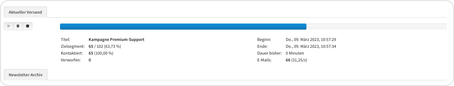 Abbildung - NL-Versand im Hintergrund über den UM
