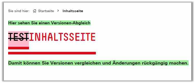 CMS OpenText: Versionen-Vergleich