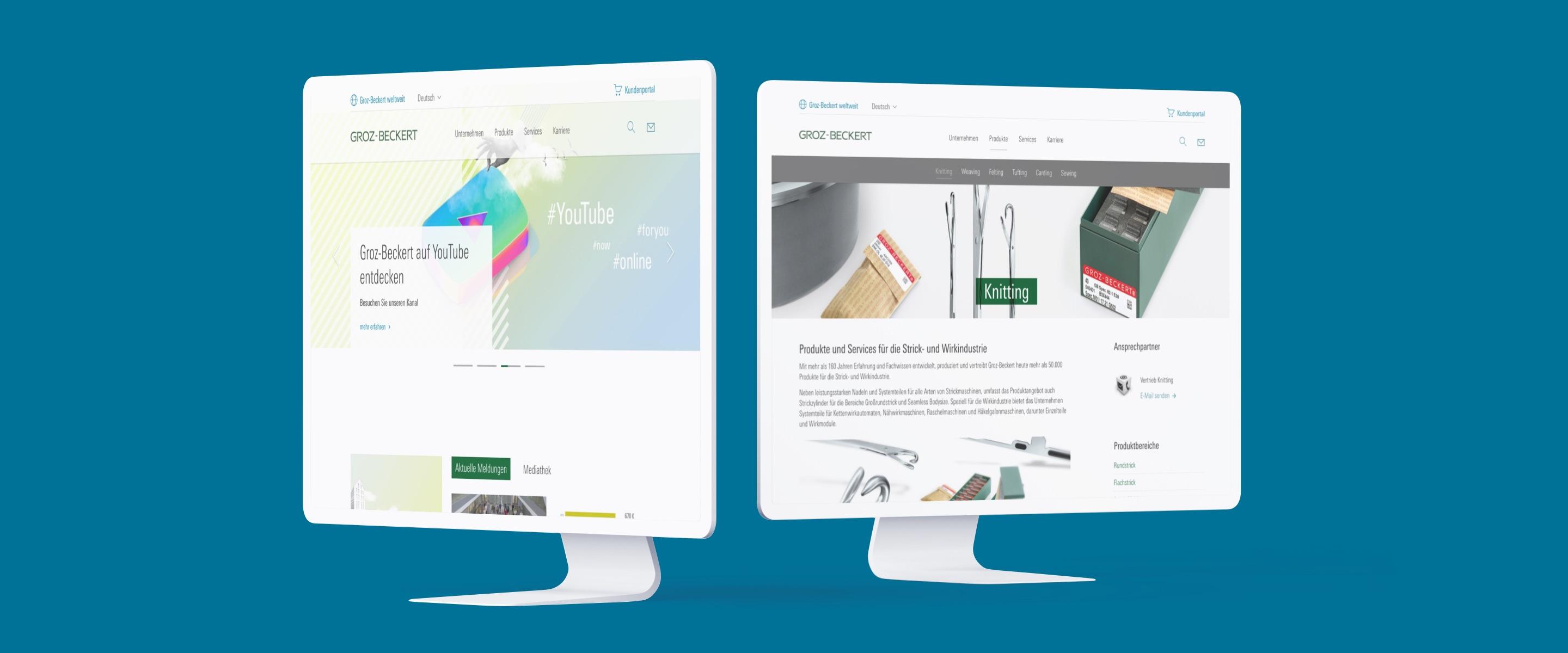 Mockup Webdesign: Groz-Beckert  CMS FirstSpirit 