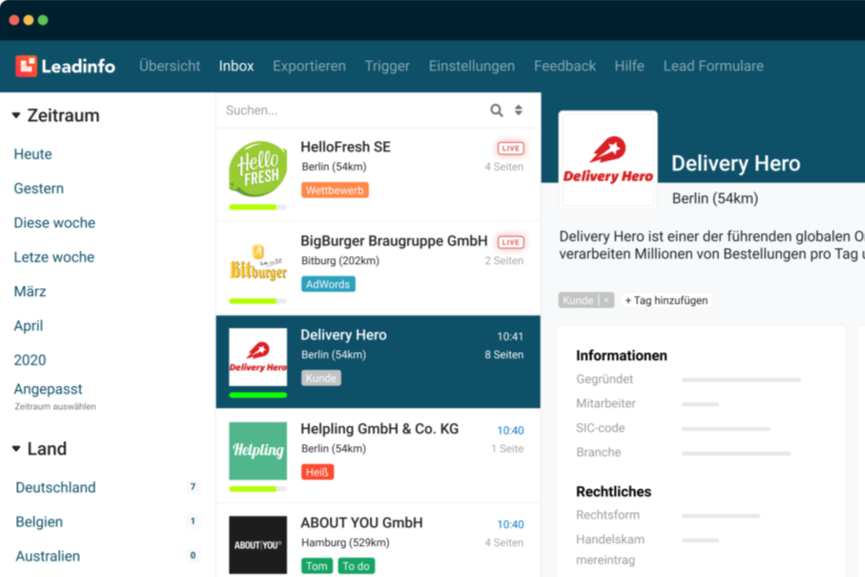 Screenshot Leadinfo-Portal