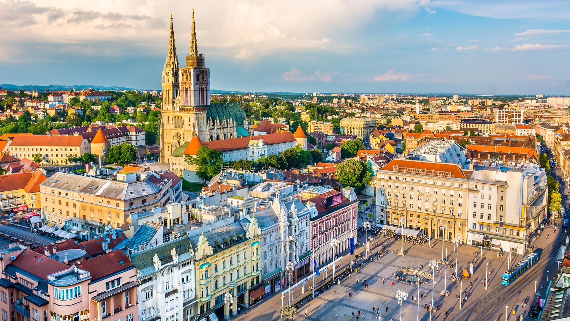 Luftbild der Altstadt von Zagreb in Kroatien