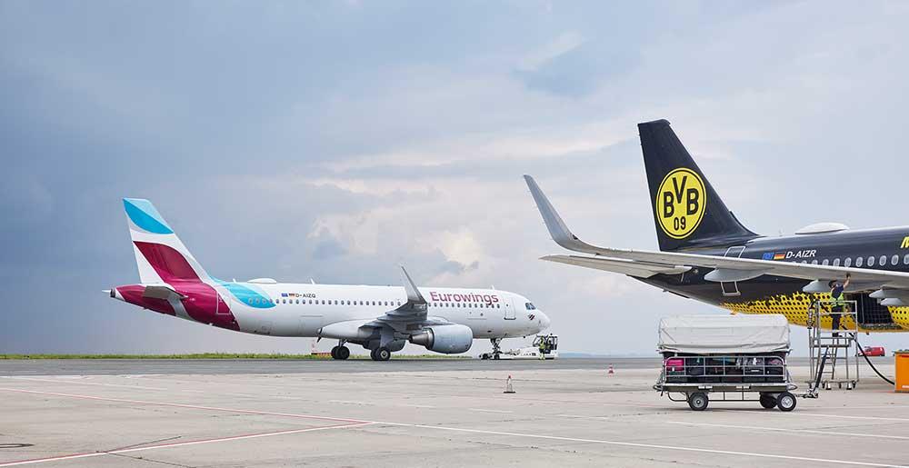 Flugzeuge auf dem Vorfeld des Dortmund Airport