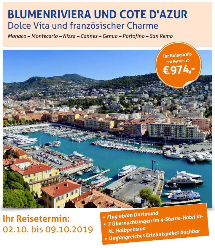 Angebot Sonderreise Blumenriviera mit mundo Reisen ab Dortmund Airport im Oktober 2019