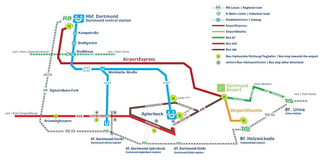 Linienplan zur Anbindung des Dortmunder Flughafens