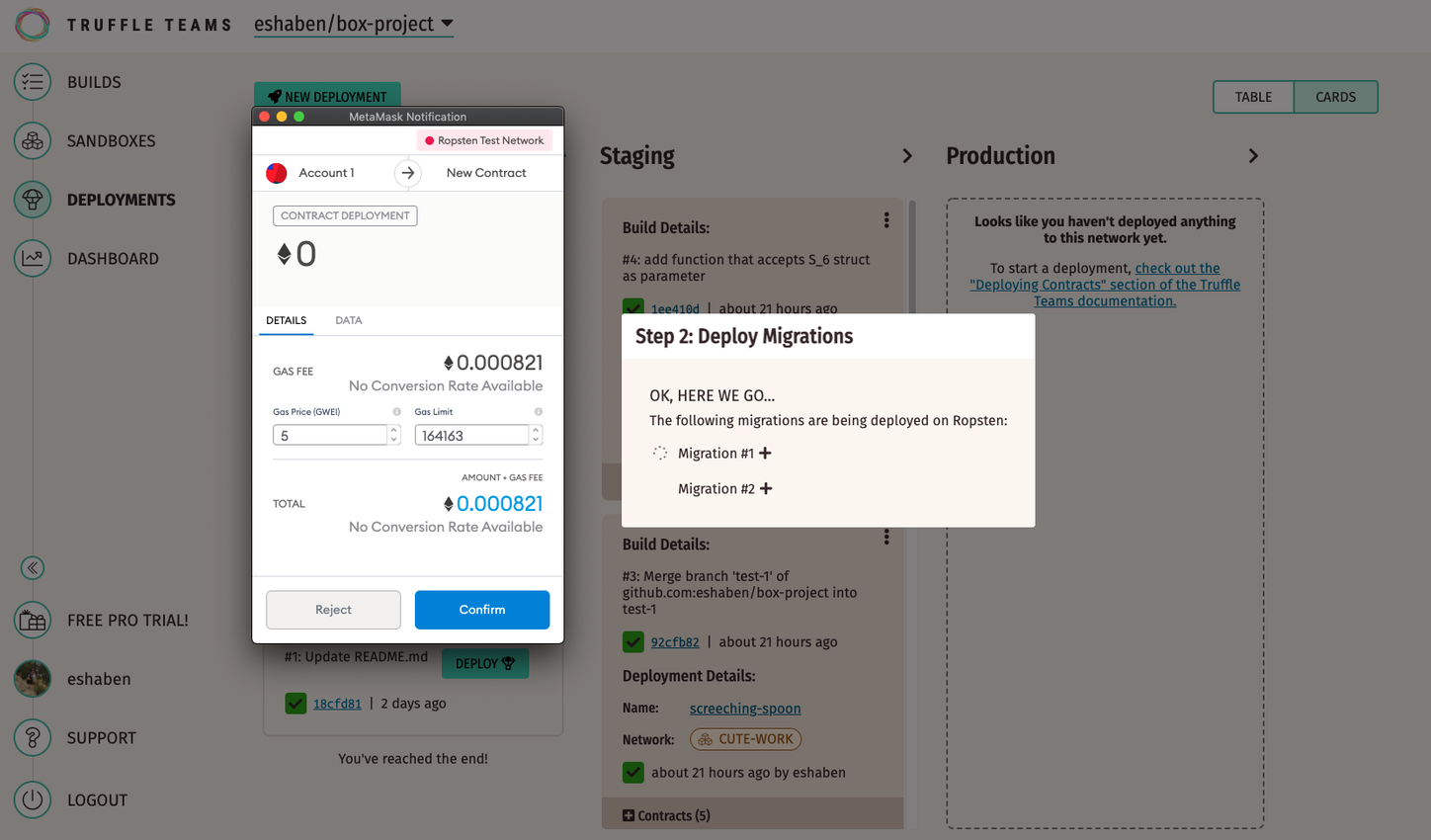 Truffle Teams Deployments