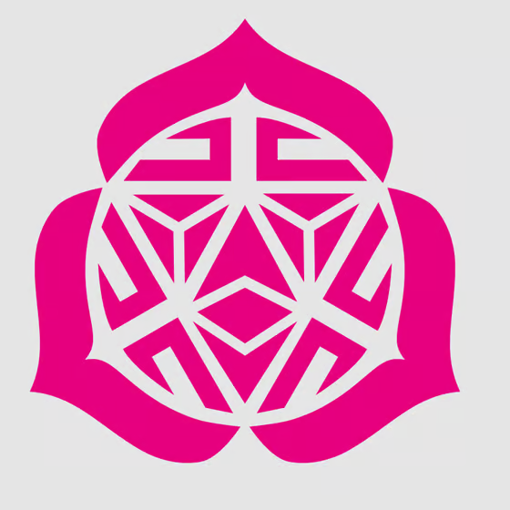 Official Ethereum Cypherpunk Congress #3 artwork: a magenta geometric lotus emblem on a light grey background.