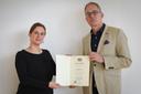 Prof. Dr. Anna Schenk mit Präsident Leible