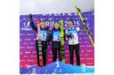 Treppchenfoto nach dem Biathlon Massenstart der FISU World University Games 2025