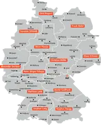 Deutschlandkarte mit Einteilung der Vertriebsgebiete von Viessmann Kühlsysteme