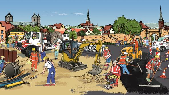 Wimmelbild zu den Baustellen in Osnabrück