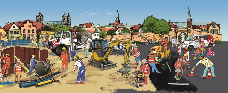 Wimmelbild zu den Baustellen in Osnabrück