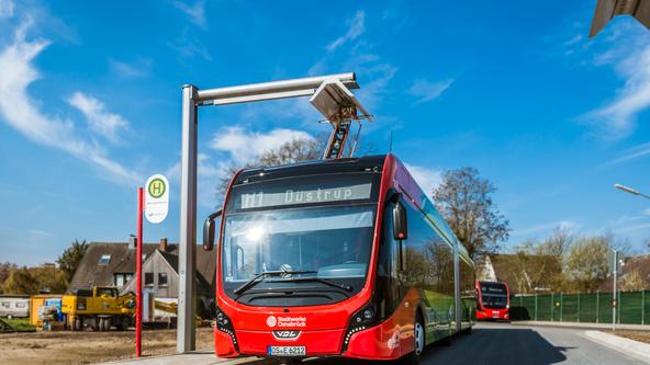 E-Bus Endewende im Osnabrücker Stadtteil Haste