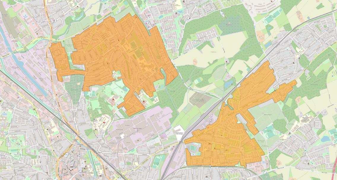 Ausbaugebiete der Glasfaser Nordwest im Schinkel und Sonnenhügel