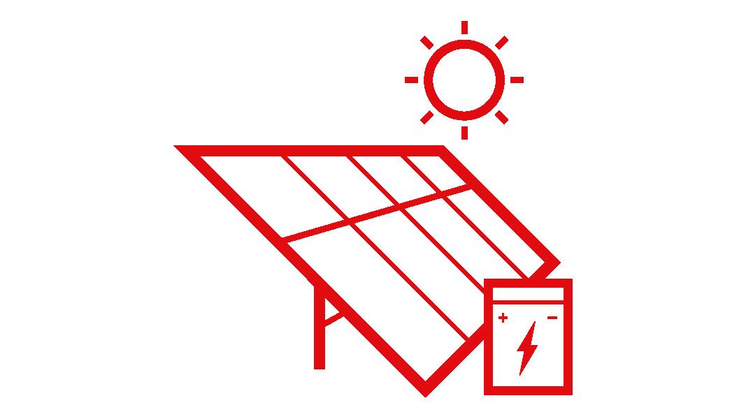 Grafik einer Solaranlage mit einem Stromspeicher