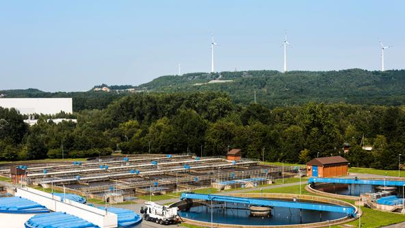 Klärwerk Eversburg von Oben mit Blick zum Piesberg
