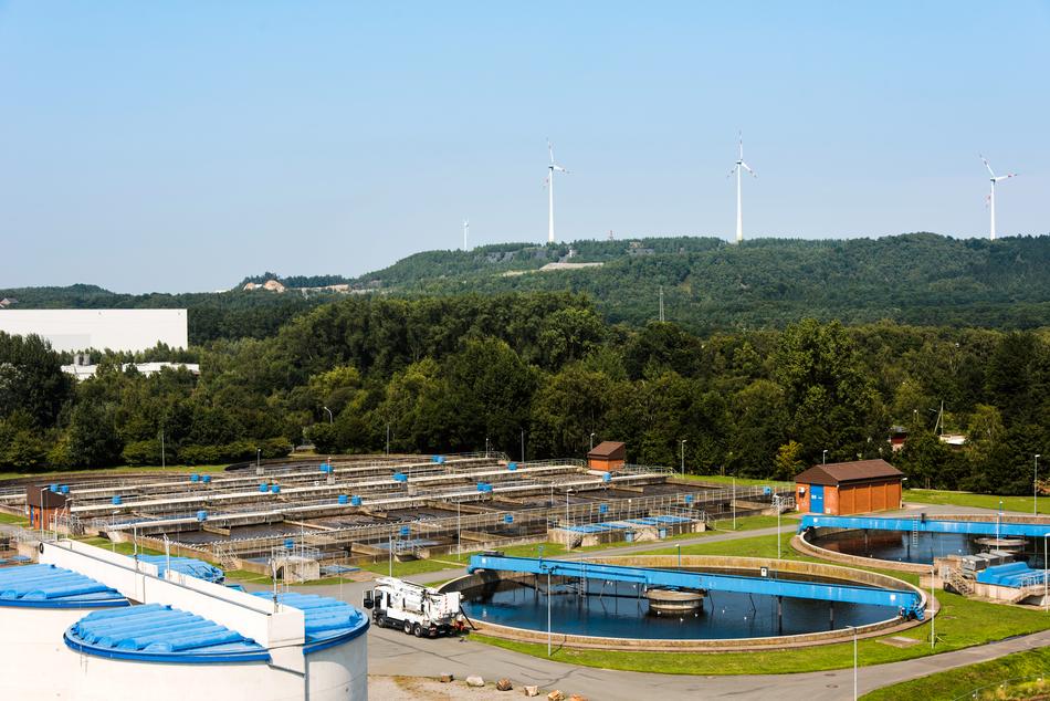 Klärwerk Eversburg von Oben mit Blick zum Piesberg