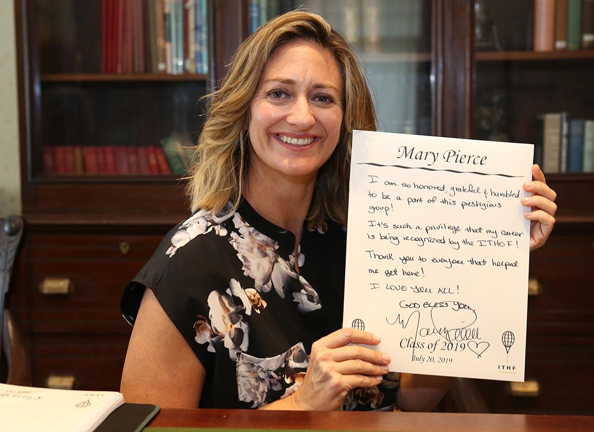 Mary Pierce at the International Tennis Hall of Fame prior to her induction.