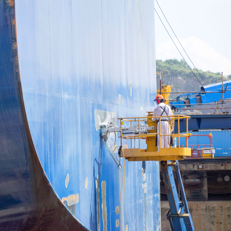 mobiles Wasserschneiden Distanzaufnahme