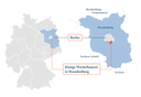 Deutschlandkarte mit eingezeichneter Lage von Berlin und KW