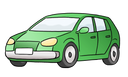 Die Abbildung zeigt ein grünes Auto.