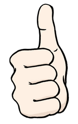 Die Abbildung zeigt eine Hand, die das Zeichen "Daumen hoch" formt.