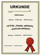 Die Abbildung zeigt eine Urkunde. Auf der Urkunde stehen verschiedene Sachen, unten rechts ist ein rotes Siegel angebracht.