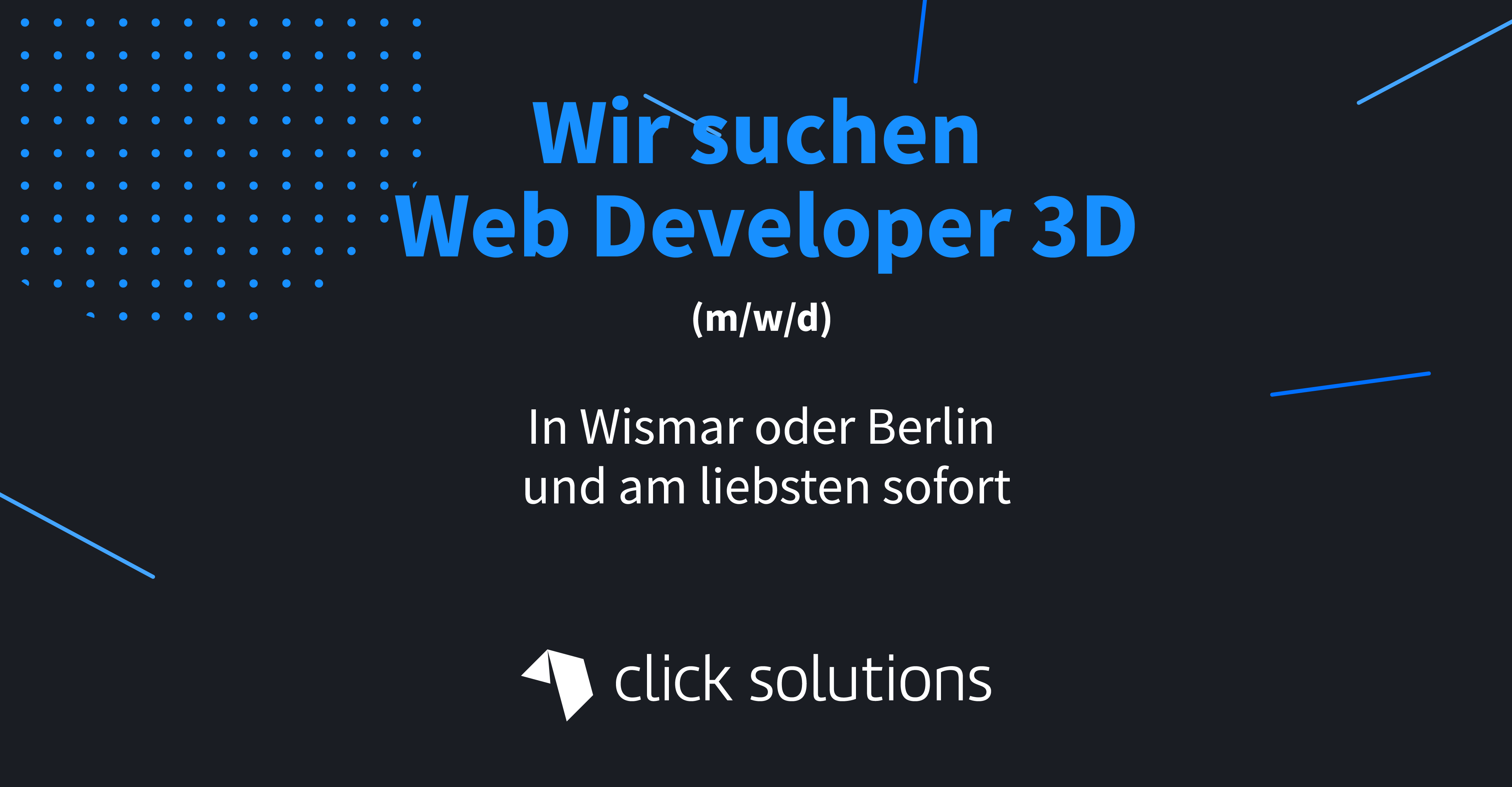 Web Developer für 3D (m/w/d) in Wismar oder Berlin gesucht