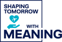 Logo with text: Shaping tomorrow with meaning